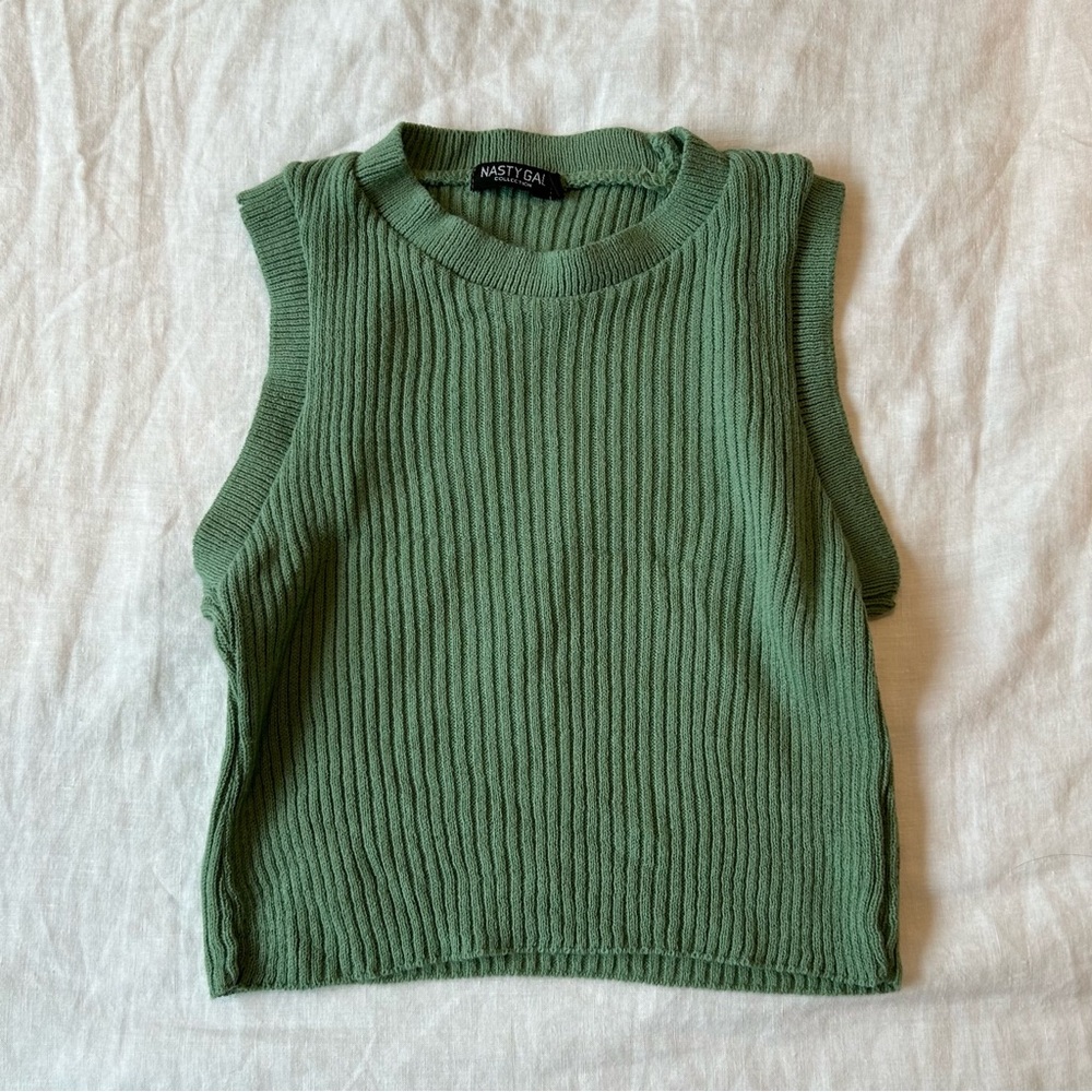 Nasty Gal Sweater Vest Green